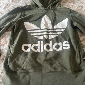 Adidas Olive Hoodie with White Trefoil Logo